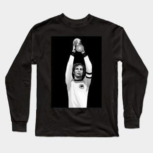 Franz Beckenbauer Legendary Football Black And White Long Sleeve T-Shirt